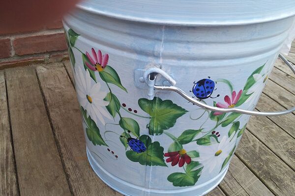 10 Gallon Medium Blue Wash, Floral, Greenery, Cobalt Ladybugs