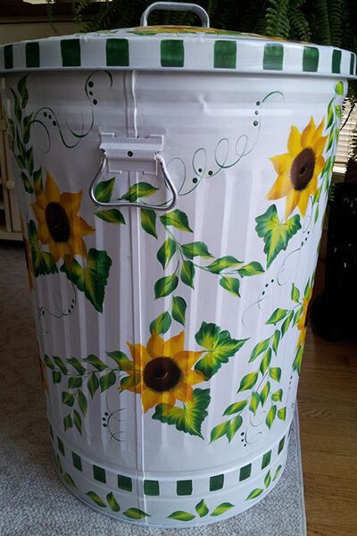 30 Gallon - Bright White with Sunflowers and Greenery