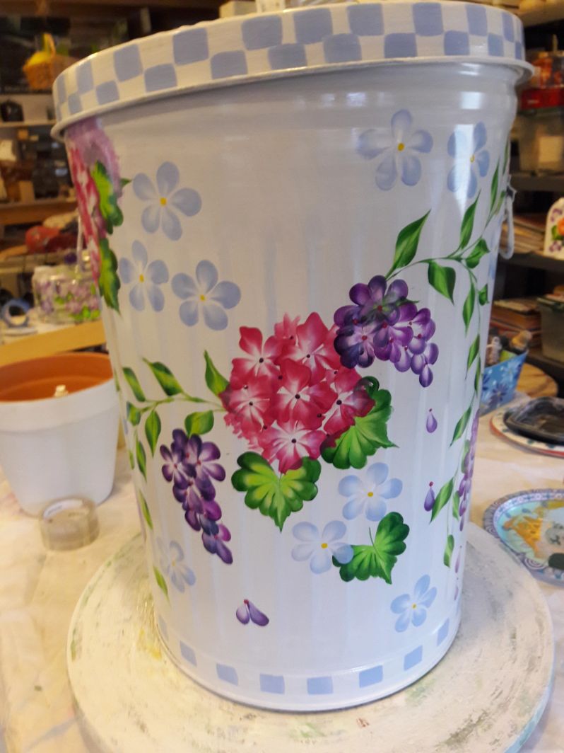 20 gallon white wash, fuchsia, purple. The Painted Can