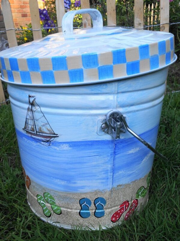10 Gallon Galvanized blue wash with slippers. The Painted Can
