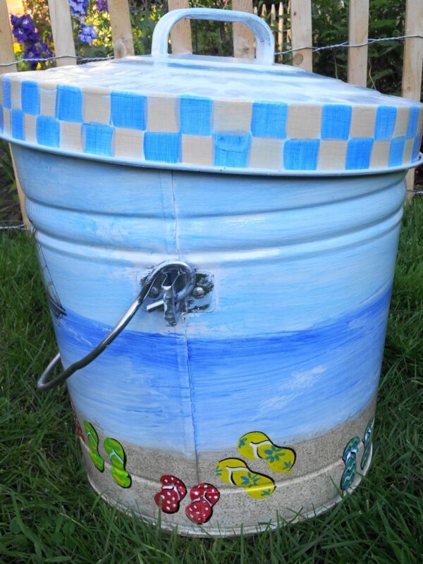 10 Gallon Galvanized blue wash with slippers. The Painted Can