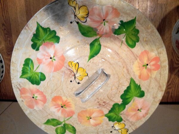 Top View of the Maple Wash Peach and Coral Pansies Can Image