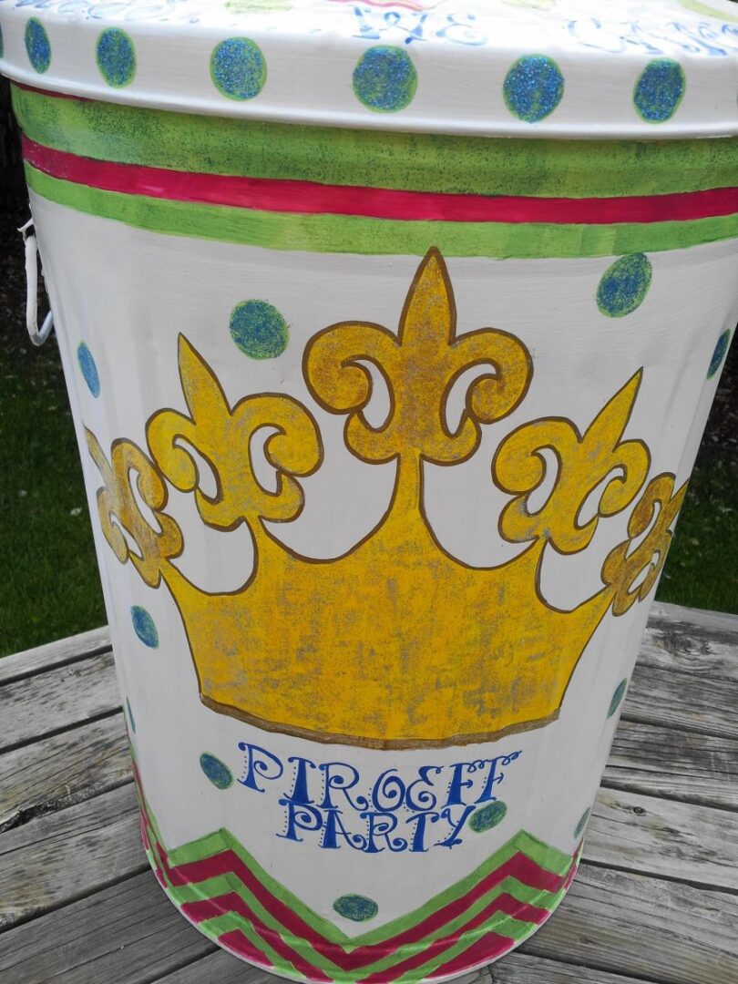 20 Gallon personalized bright white princess can. The Painted Can