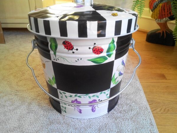 10 Gallon black and white with butterflies . The Painted Can