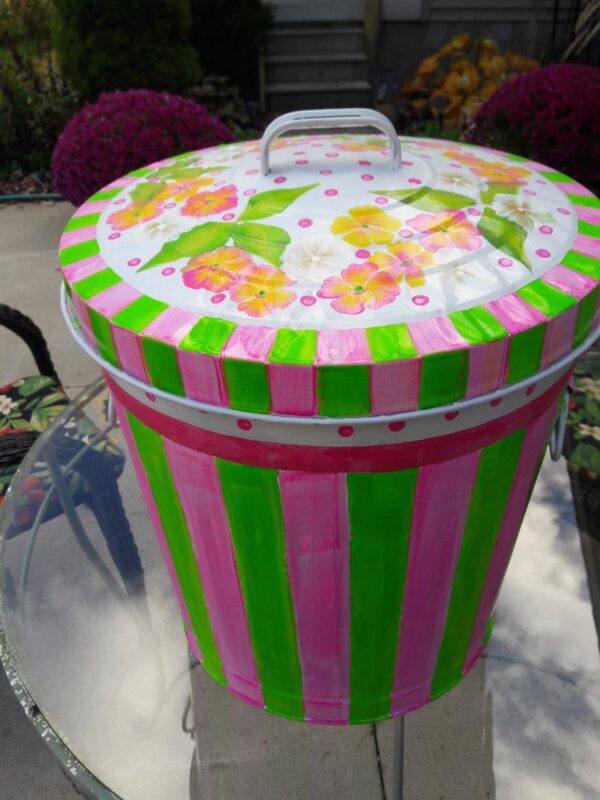 10 Gallon Pink and Green Stripe, Checks and Polka Dots - Image 4